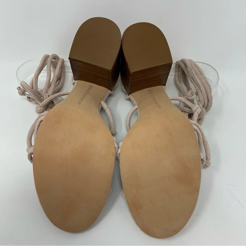 Rebecca Minkoff Sandals Heels Carmela Lace-up Knotted Pink Nude Blush Size 9.5